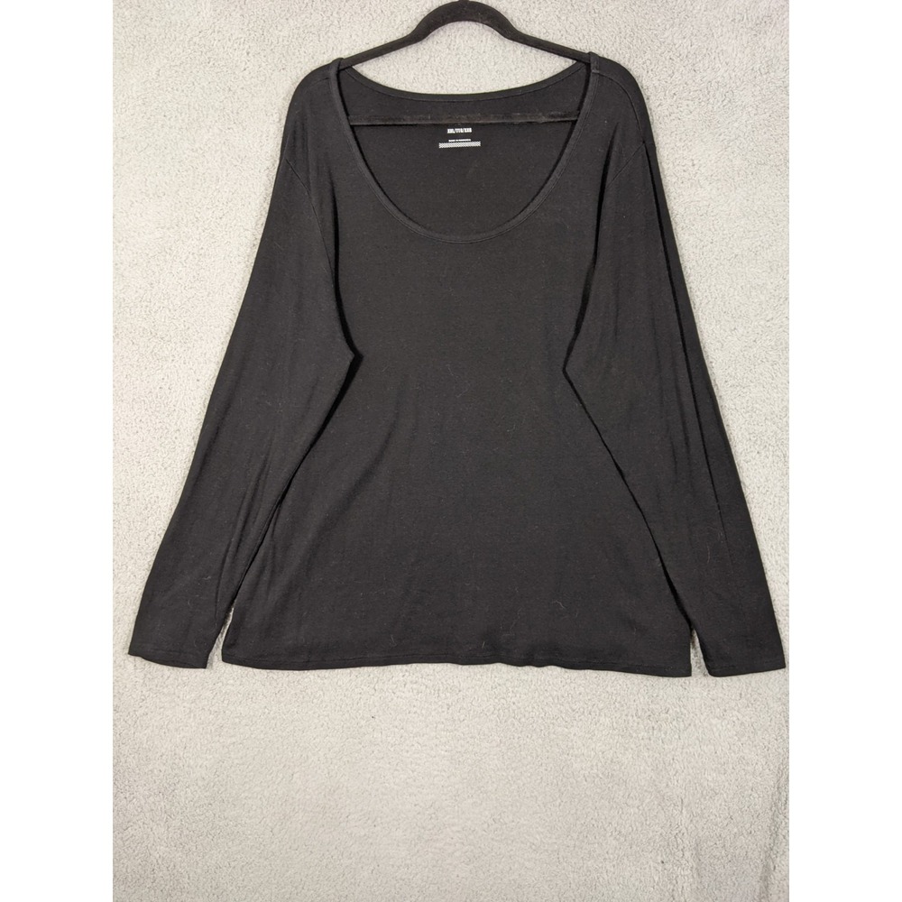 Old Navy Top Womens 2XL Black Stretch Long Sleeve Scoop Neck Casual Minimalist